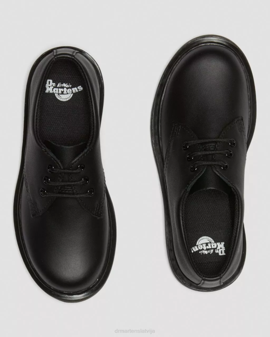 Dr. Martens apavi bērni melns mīksts t junior 1461 mono softy t ādas apavi LHJP451