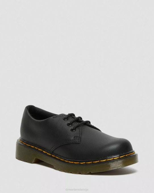 Dr. Martens apavi bērni melns mīksts t junior 1461 softy t ādas apavi LHJP427