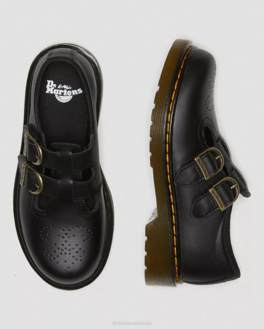 Dr. Martens apavi bērni melns mīksts t junior 8065 softy t ādas Mary Jane kurpes LHJP428