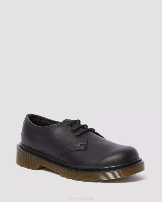 Dr. Martens apavi bērni melns mīksts t junior 1461 ādas oxford apavi LHJP443
