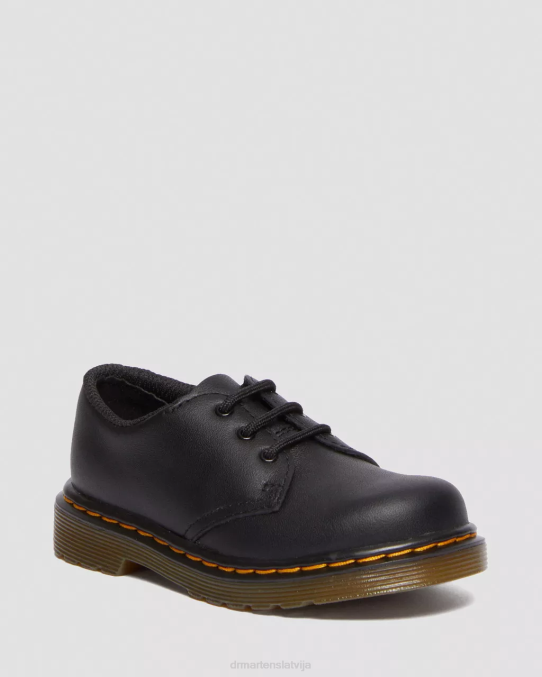 Dr. Martens apavi bērni melns mīksts t toddler 1461 softy t ādas oxford kurpes LHJP405