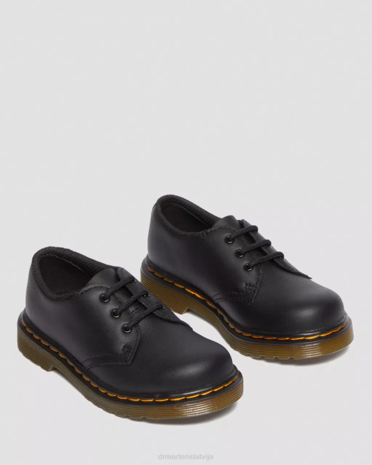 Dr. Martens apavi bērni melns mīksts t toddler 1461 softy t ādas oxford kurpes LHJP405