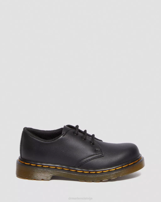 Dr. Martens apavi bērni melns mīksts t toddler 1461 softy t ādas oxford kurpes LHJP405