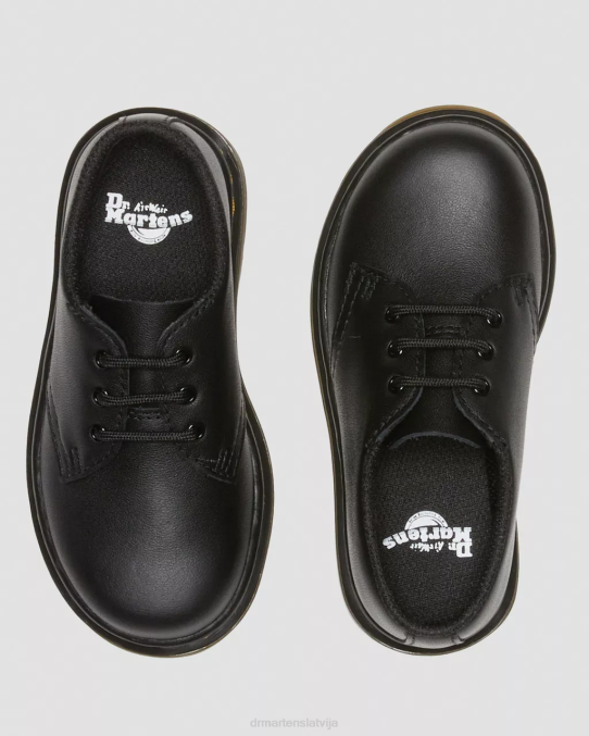 Dr. Martens apavi bērni melns mīksts t toddler 1461 softy t ādas oxford kurpes LHJP405