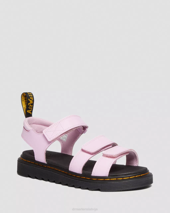 Dr. Martens apavi bērni gaiši rozā atēna jauniešu klaire athena ādas siksnu sandales LHJP460