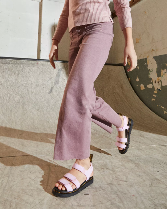 Dr. Martens apavi bērni gaiši rozā atēna jauniešu klaire athena ādas siksnu sandales LHJP460