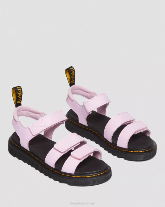 Dr. Martens apavi bērni gaiši rozā atēna jauniešu klaire athena ādas siksnu sandales LHJP460