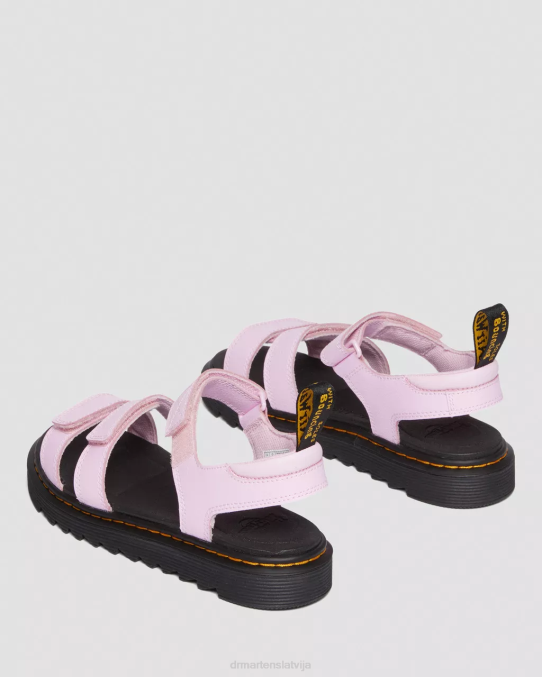 Dr. Martens apavi bērni gaiši rozā atēna jauniešu klaire athena ādas siksnu sandales LHJP460