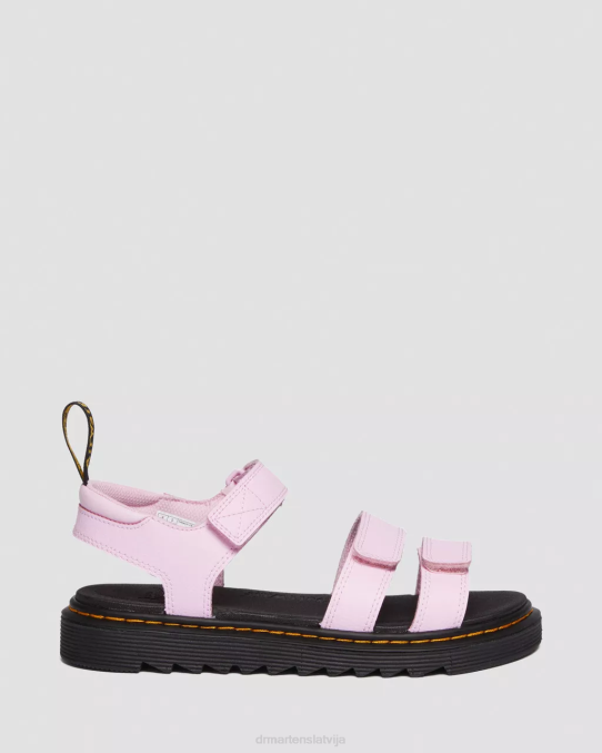 Dr. Martens apavi bērni gaiši rozā atēna jauniešu klaire athena ādas siksnu sandales LHJP460