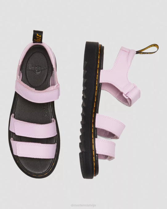 Dr. Martens apavi bērni gaiši rozā atēna jauniešu klaire athena ādas siksnu sandales LHJP460