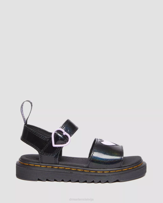 Dr. Martens apavi bērni melns galaktikas mirdzums junior marlowe shimmer sirds strap sandales LHJP454