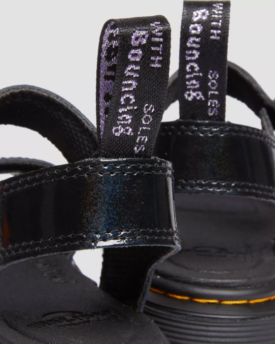 Dr. Martens apavi bērni melns galaktikas mirdzums junior marlowe shimmer sirds strap sandales LHJP454