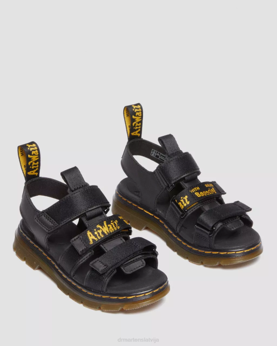 Dr. Martens apavi bērni melns īpaši izturīgs un gumijots junior callan ikdienas sandales LHJP450