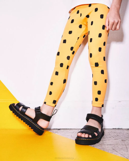 Dr. Martens apavi bērni melns t lamperis junior klaire ādas siksnu sandales LHJP430