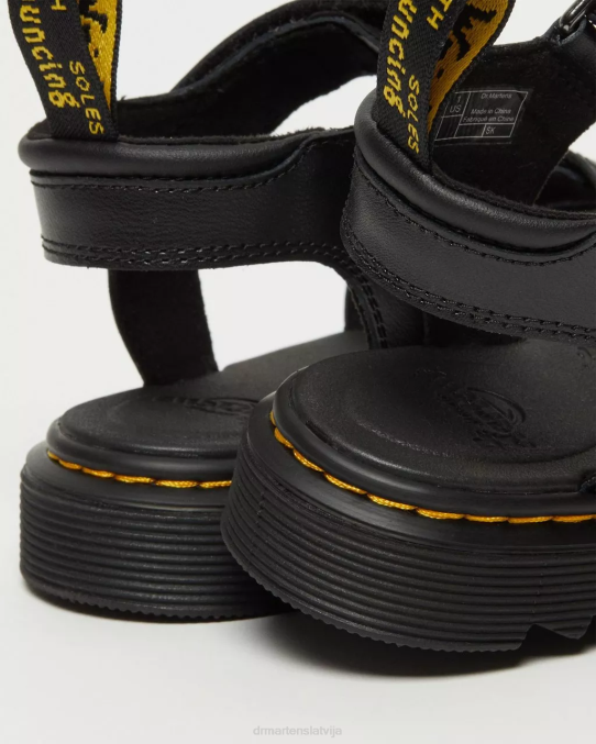 Dr. Martens apavi bērni melns t lamperis junior klaire ādas siksnu sandales LHJP430
