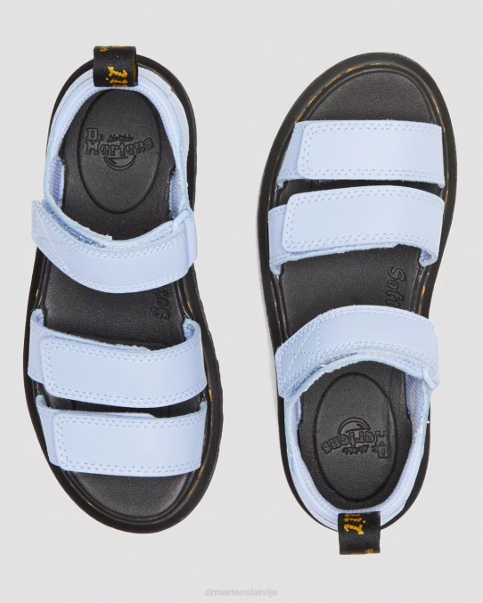 Dr. Martens apavi bērni zen zilā atēna junior klaire athena ādas siksnu sandales LHJP446