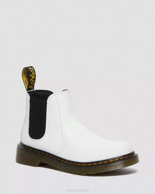Dr. Martens apavi bērni baltais romārijs junior 2976 ādas chelsea zābaki LHJP455