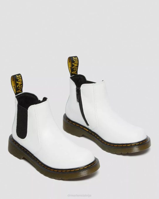 Dr. Martens apavi bērni baltais romārijs junior 2976 ādas chelsea zābaki LHJP455