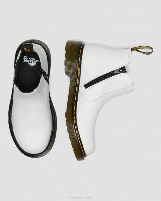 Dr. Martens apavi bērni baltais romārijs junior 2976 ādas chelsea zābaki LHJP455