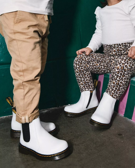 Dr. Martens apavi bērni baltais romārijs toddler 2976 ādas Chelsea zābaki LHJP410