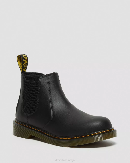 Dr. Martens apavi bērni melns mīksts t jauniešu 2976 softy t ādas chelsea zābaki LHJP459