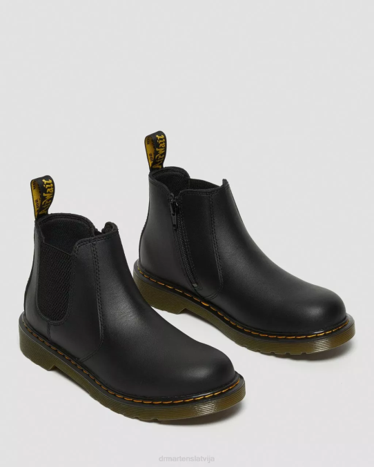 Dr. Martens apavi bērni melns mīksts t jauniešu 2976 softy t ādas chelsea zābaki LHJP459