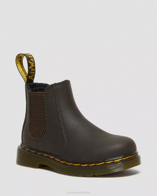 Dr. Martens apavi bērni tumši brūns savvaļas zirgu lamperis toddler 2976 wildhorse ādas Chelsea zābaki LHJP402
