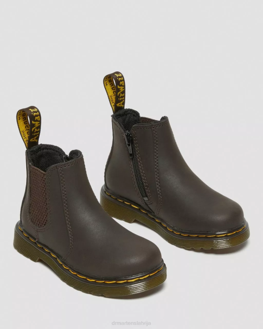 Dr. Martens apavi bērni tumši brūns savvaļas zirgu lamperis toddler 2976 wildhorse ādas Chelsea zābaki LHJP402