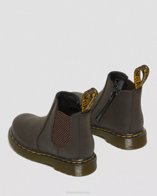 Dr. Martens apavi bērni tumši brūns savvaļas zirgu lamperis toddler 2976 wildhorse ādas Chelsea zābaki LHJP402