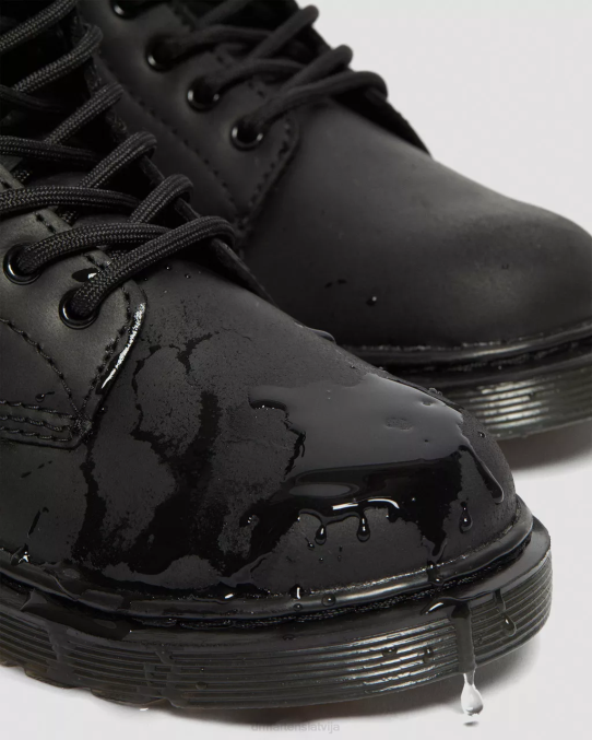 Dr. Martens apavi bērni melnā republika wp junior 1460 mākslīgās kažokādas oderi zābaki LHJP433