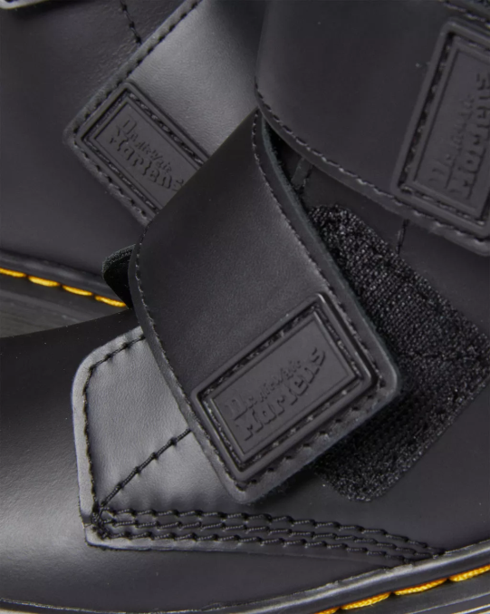 Dr. Martens apavi bērni melnais romārijs junior 1460 dubultsiksnas ādas zābaki LHJP432