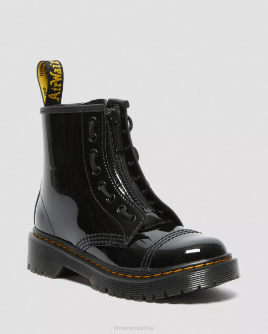 Dr. Martens apavi bērni melns lucido & patentlampa junior sinclair bex lakādas zābaki LHJP437