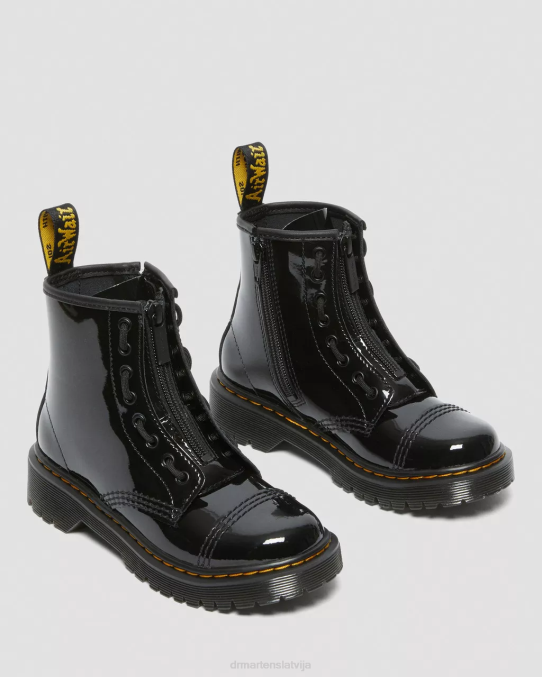 Dr. Martens apavi bērni melns lucido & patentlampa junior sinclair bex lakādas zābaki LHJP437
