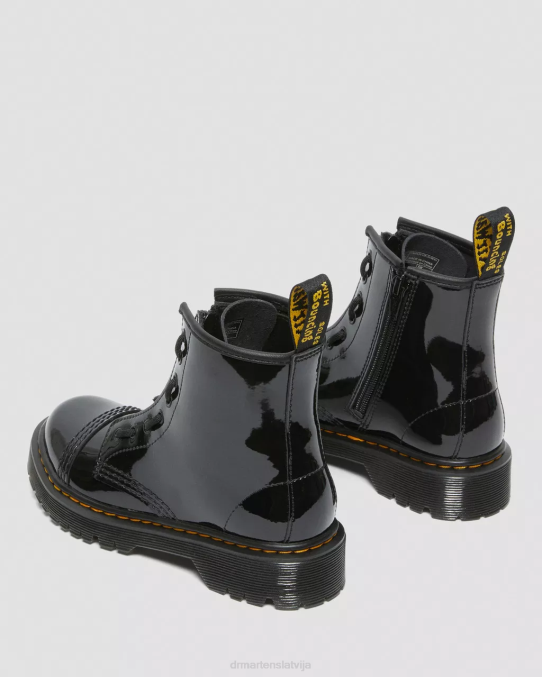 Dr. Martens apavi bērni melns lucido & patentlampa junior sinclair bex lakādas zābaki LHJP437