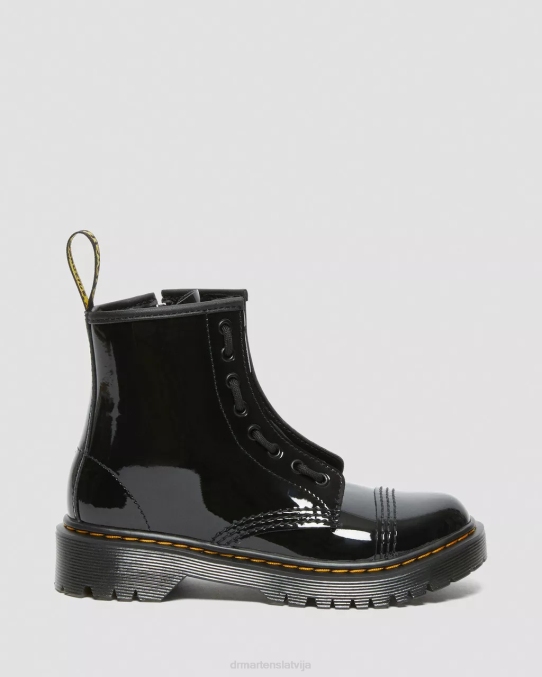 Dr. Martens apavi bērni melns lucido & patentlampa junior sinclair bex lakādas zābaki LHJP437