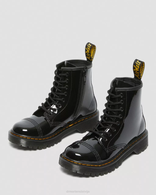 Dr. Martens apavi bērni melns lucido & patentlampa junior sinclair bex lakādas zābaki LHJP437