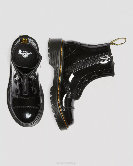 Dr. Martens apavi bērni melns lucido & patentlampa junior sinclair bex lakādas zābaki LHJP437