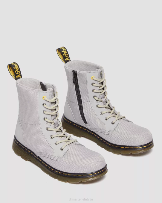 Dr. Martens apavi bērni vidēji pelēks, īpaši izturīgs un gumijots jauniešu ķemmes īpaši izturīgi ikdienas zābaki LHJP468