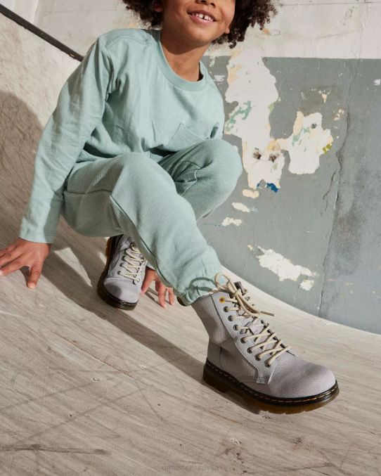 Dr. Martens apavi bērni vidēji pelēks, īpaši izturīgs un gumijots junioru ķemmes īpaši izturīgi ikdienas zābaki LHJP442