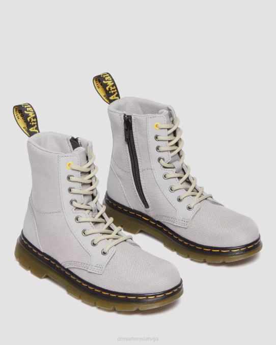 Dr. Martens apavi bērni vidēji pelēks, īpaši izturīgs un gumijots junioru ķemmes īpaši izturīgi ikdienas zābaki LHJP442