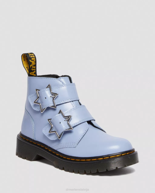 Dr. Martens apavi bērni zen zils lissome junior devon bex ādas puszābaki LHJP453