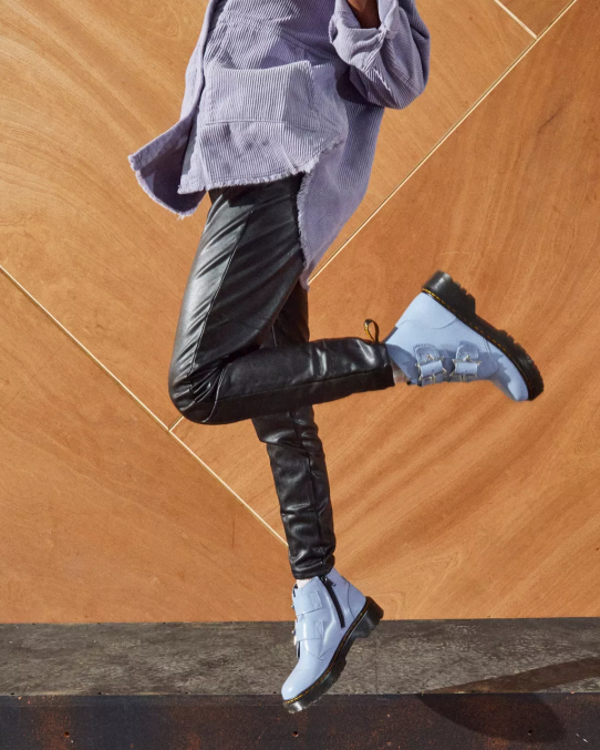 Dr. Martens apavi bērni zen zils lissome junior devon bex ādas puszābaki LHJP453