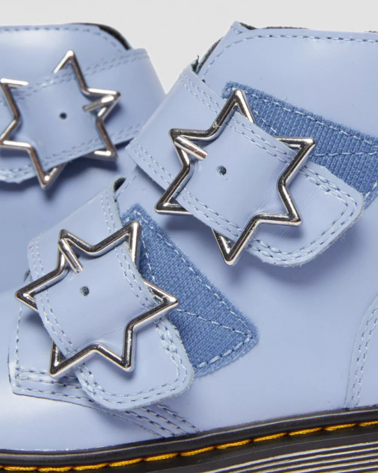 Dr. Martens apavi bērni zen zils lissome junior devon bex ādas puszābaki LHJP453