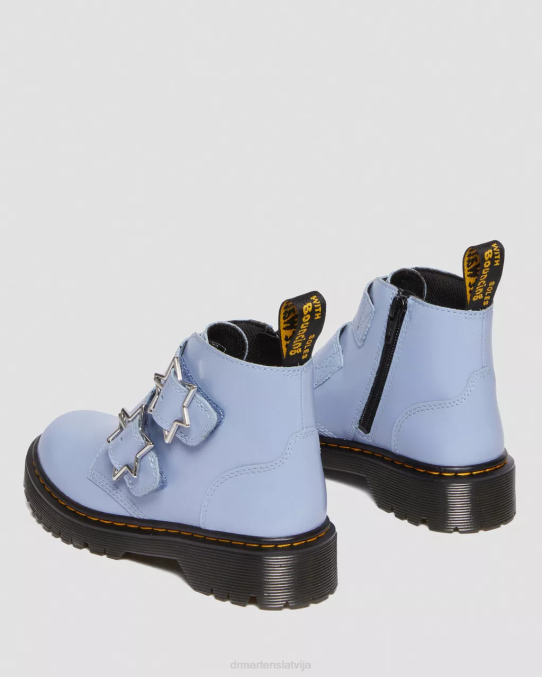 Dr. Martens apavi bērni zen zils lissome junior devon bex ādas puszābaki LHJP453
