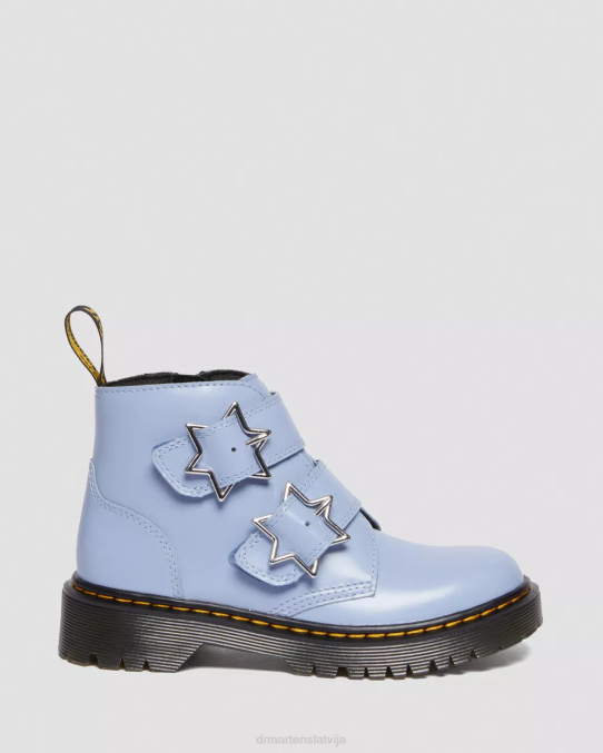 Dr. Martens apavi bērni zen zils lissome junior devon bex ādas puszābaki LHJP453