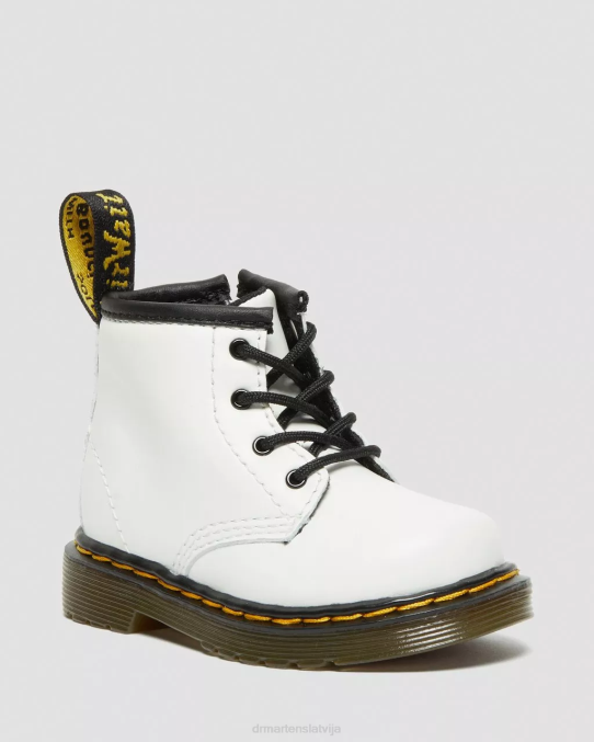 Dr. Martens apavi bērni baltais romārijs zīdaiņu 1460. gada ādas šņorzābaki LHJP393