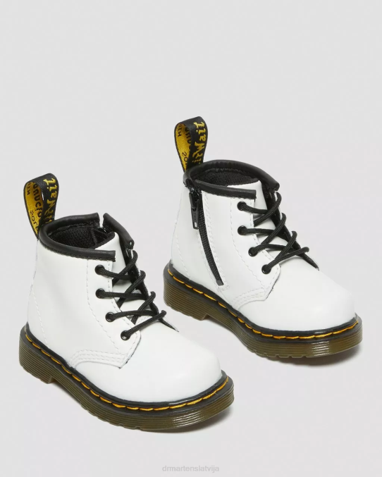 Dr. Martens apavi bērni baltais romārijs zīdaiņu 1460. gada ādas šņorzābaki LHJP393