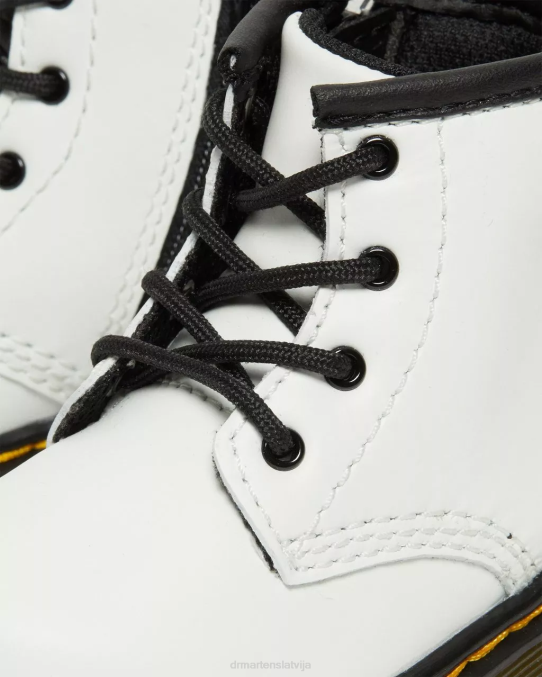 Dr. Martens apavi bērni baltais romārijs zīdaiņu 1460. gada ādas šņorzābaki LHJP393