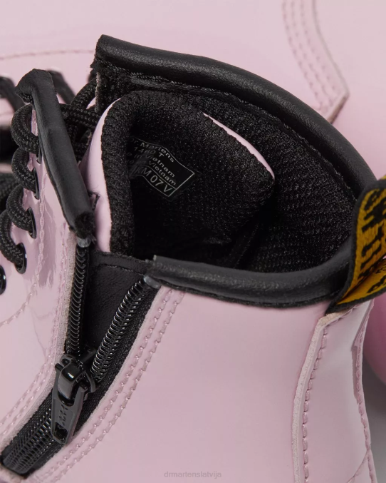 Dr. Martens apavi bērni gaiši rozā lucido & patentlampa toddler 1460 lakādas šņorzābaki LHJP407