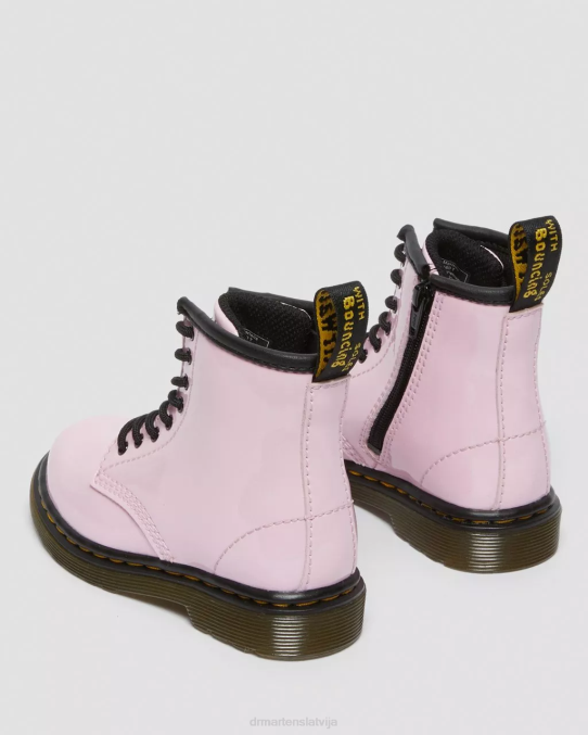 Dr. Martens apavi bērni gaiši rozā lucido & patentlampa toddler 1460 lakādas šņorzābaki LHJP407